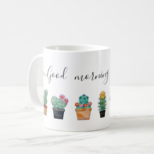 Niedliches Cactus Greenery Blume Kaffeetasse (Vorderseite Links)