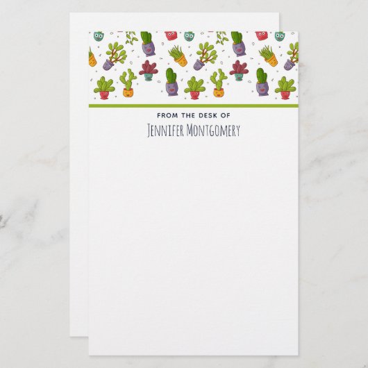 Niedliches Cactus Nature Succulents-Muster Briefpapier (Vorne/Hinten)