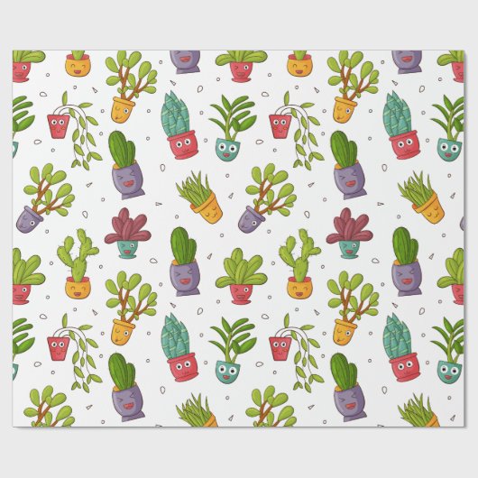 Niedliches Cactus Nature Succulents-Muster Geschenkpapier (Flach)