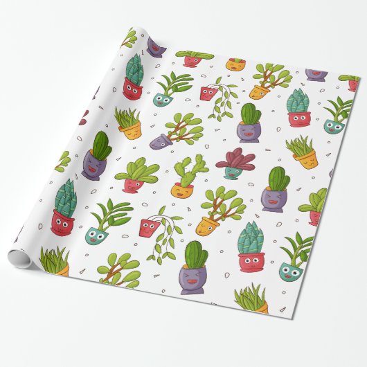 Niedliches Cactus Nature Succulents-Muster Geschenkpapier (Ungerollt)