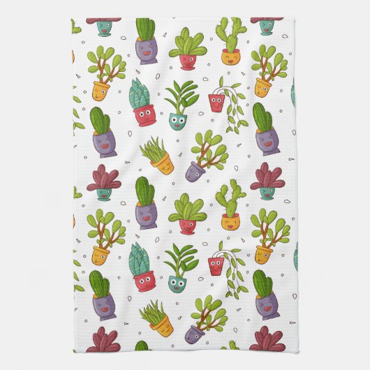 Niedliches Cactus Nature Succulents-Muster Geschirrtuch (Vertikal)
