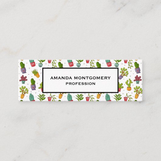 Niedliches Cactus Nature Succulents-Muster Mini Visitenkarte (Vorderseite)