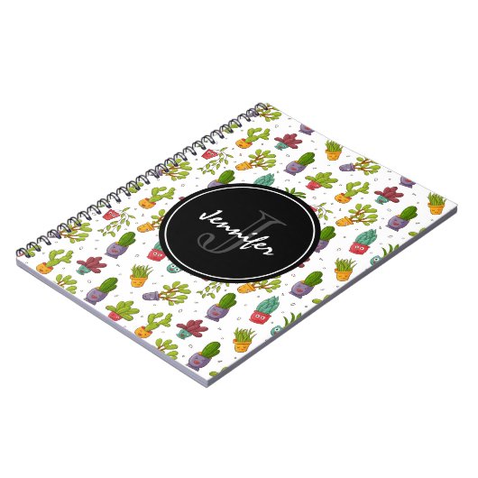 Niedliches Cactus Nature Succulents-Muster Notizblock (Linke Seite)