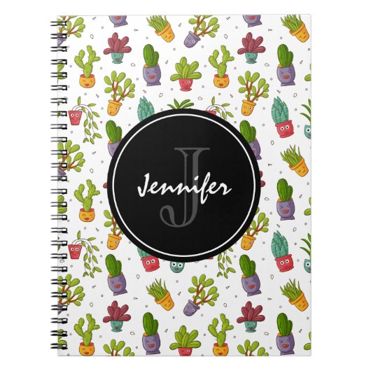 Niedliches Cactus Nature Succulents-Muster Notizblock (Vorderseite)