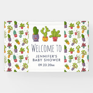 Niedliches Cactus Nature Succulents Muster Party Banner