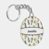 Niedliches Cactus Nature Succulents-Muster Schlüsselanhänger (Vorderseite links)