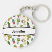 Niedliches Cactus Nature Succulents-Muster Schlüsselanhänger (Rückseite)
