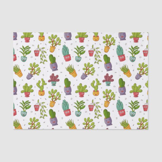 Niedliches Cactus Nature Succulents-Muster Seidenpapier (Vorderseite)