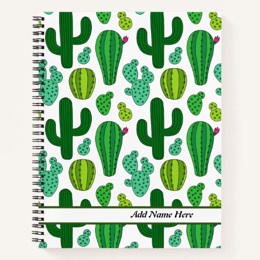 Niedliches Cactus Pattern Anpassbare Namen Notizblock (Vorderseite)