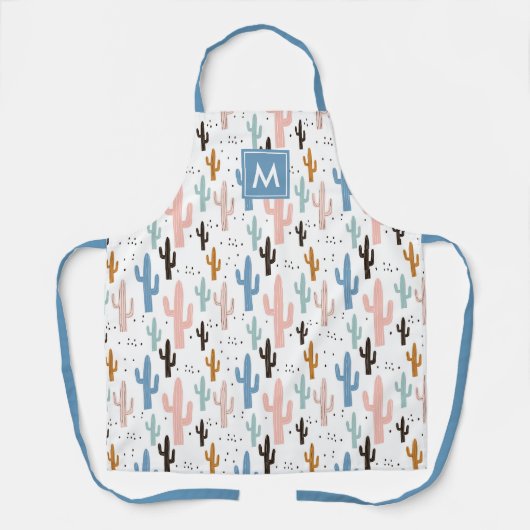 Niedliches Cactus Pattern Monogramm Schürze (Vorderseite)