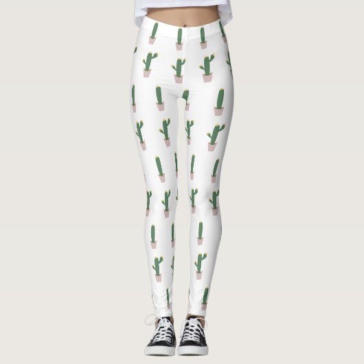 Niedliches Cactus Pot Pflanze Muster Leggings (Vorderseite)