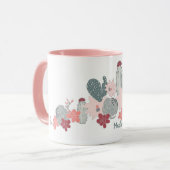 Niedliches Cactus rosa Succulents-Muster mit Name Tasse (Vorderseite Links)