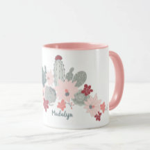 Niedliches Cactus rosa Succulents-Muster mit Name