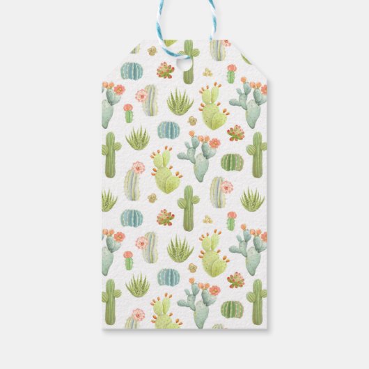 Niedliches Cactus Stehend Pattern Geschenkanhänger (Rückseite)