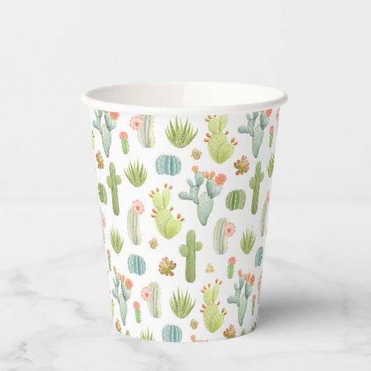 Niedliches Cactus Stehend Pattern Pappbecher (Links)