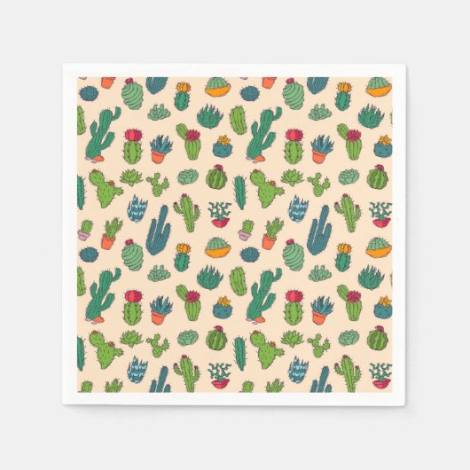 Niedliches Cactus Stehend Pattern Serviette (Vorderseite)