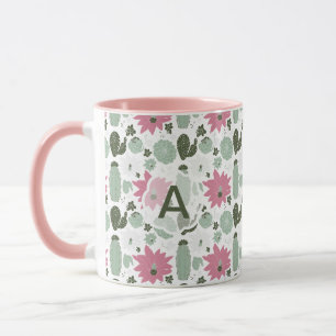 Niedliches Cactus succulents Monogramm Tasse