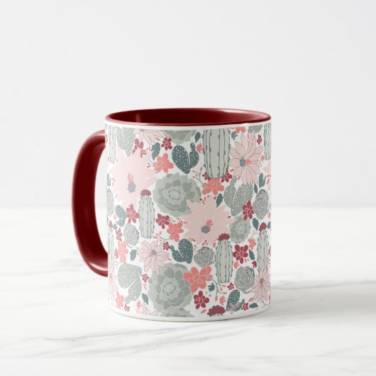 Niedliches Cactus succulents Pattern Tasse (Vorderseite Links)