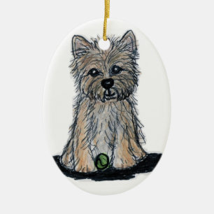 NIEDLICHES CAIRN-TERRIER-Dekorationsgeburtstag Keramikornament