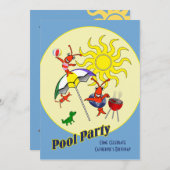 Niedliches Cajun Crawfish Pool Party Einladung (Vorne/Hinten)
