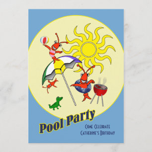 Niedliches Cajun Crawfish Pool Party Einladung