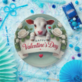 Niedliches Calf Holding Valentinstag Grußbanner Pappteller (Party)