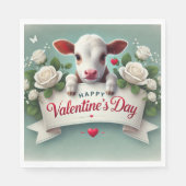 Niedliches Calf Holding Valentinstag Grußbanner Serviette (Vorderseite)