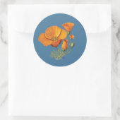 Niedliches California Poppy Blume Vintag Aufkleber (Tasche)