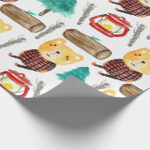 Niedliches Camping Geburtstagspapier Geschenkpapier (Ecke)