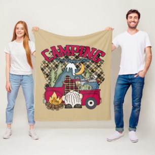 niedliches Camping glücklicher Platz Gnome Fleecedecke
