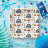 Niedliches Camping mit Feuer und Zeltplatz Pappteller (Party)