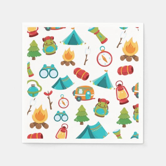 Niedliches Camping Party-Muster Servietten (Vorderseite)