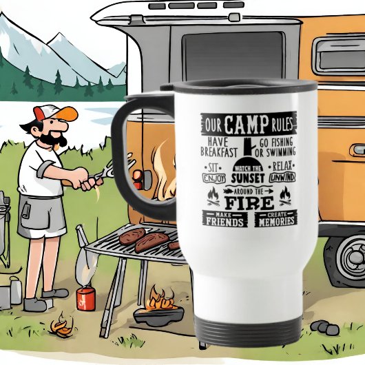 Niedliches Camping regiert Wortart Reisen Mug Reisebecher