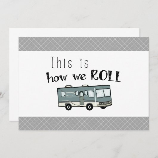 Niedliches Camping RV "How We Roll" Personalisiert Einladung (Vorne/Hinten)