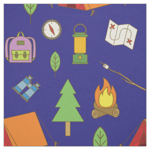 Niedliches Camping Wanderkids Zimmerdekor Blau Stoff