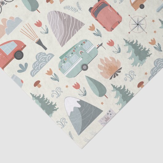 Niedliches Camping, Wandern, Freizeit und Naturthe Seidenpapier (Ausschnitt)