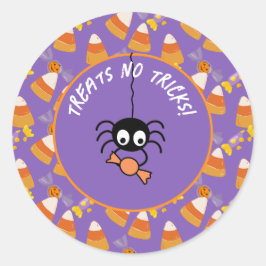 Niedliches Candy Corn Kids Halloween-Party Spider Runder Aufkleber