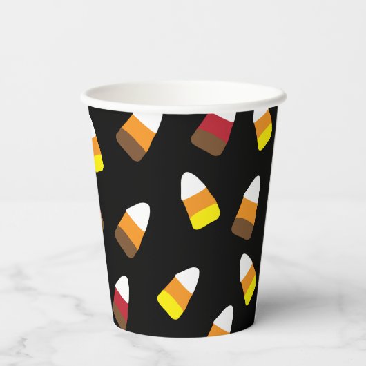 Niedliches Candy Corn Pattern Halloween Pappbecher (Rückseite)