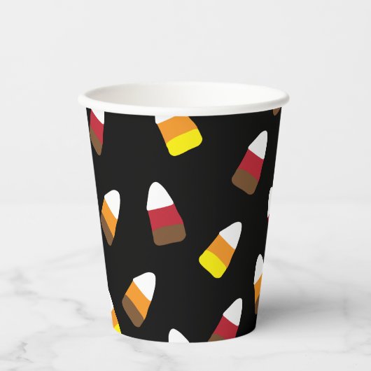 Niedliches Candy Corn Pattern Halloween Pappbecher (Vorderseite)