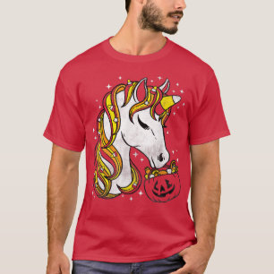 Niedliches Candy Corn Unicorn Halloween T-Shirt