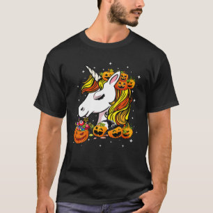 Niedliches Candy Corn Unicorn Halloween T-Shirt