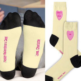Niedliches Candy Heart Valentine Day Rosa Gelb Socken