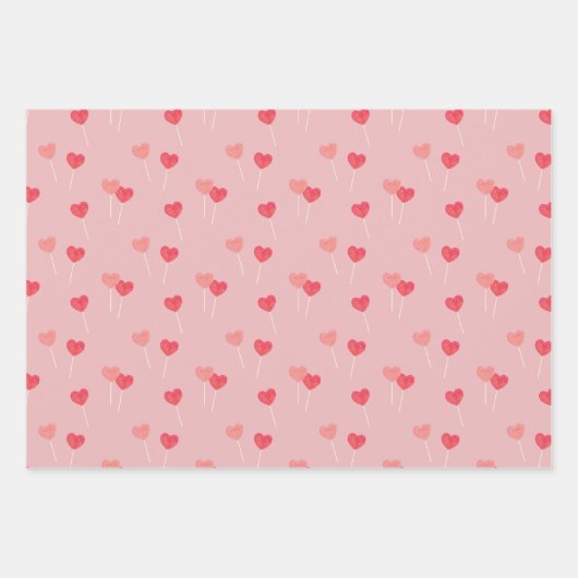 Niedliches Candy Heart Wrap Paper Flat Sheet Set 3 Geschenkpapier Set (Vorderseite)