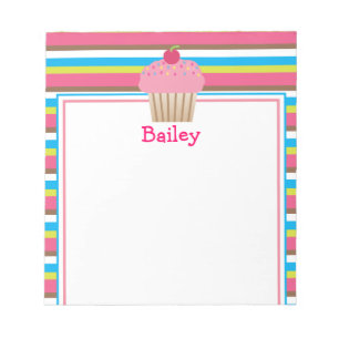 Niedliches Candy Striped Cupcake Notepad Notizblock