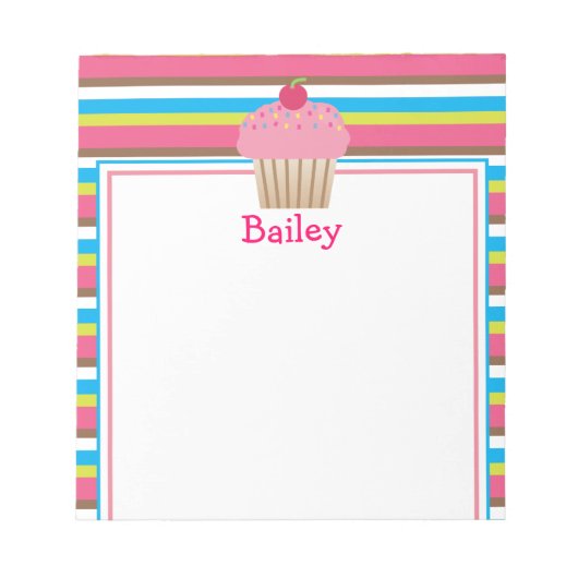Niedliches Candy Striped Cupcake Notepad Notizblock (Vorderseite)