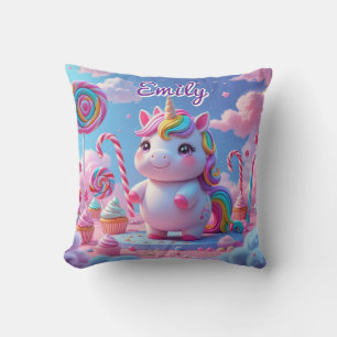 Niedliches Candy Unicorn Kissen - bestellbarer Nam