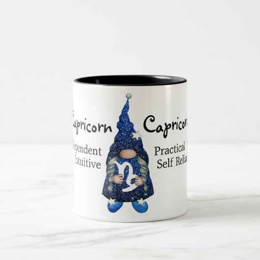Niedliches Capricorn Gnome Zodiac Zeichen Zweifarbige Tasse (Mittel)