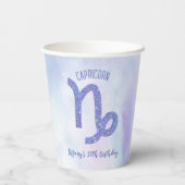 Niedliches Capricorn-Zeichen Custom Lila Geburtsta Pappbecher (Rückseite)