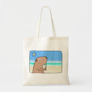 Niedliches Capybara am Strand Abkühlen Capybara Tragetasche