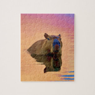 Niedliches Capybara aus einem ruhigen See Puzzle